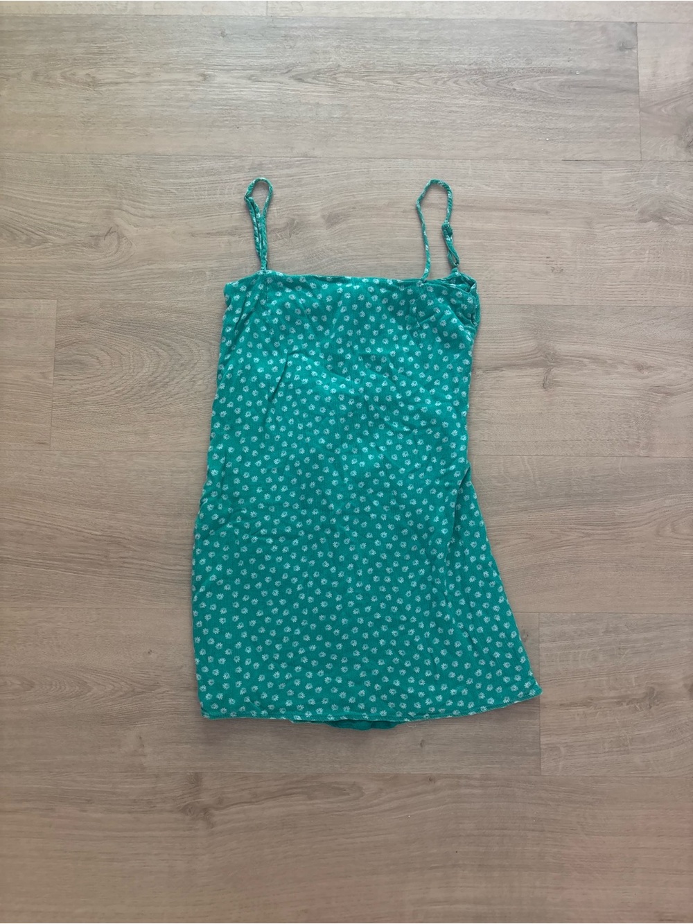 Hallelu Boutique Green Floral Spaghetti Strap Mini Dress